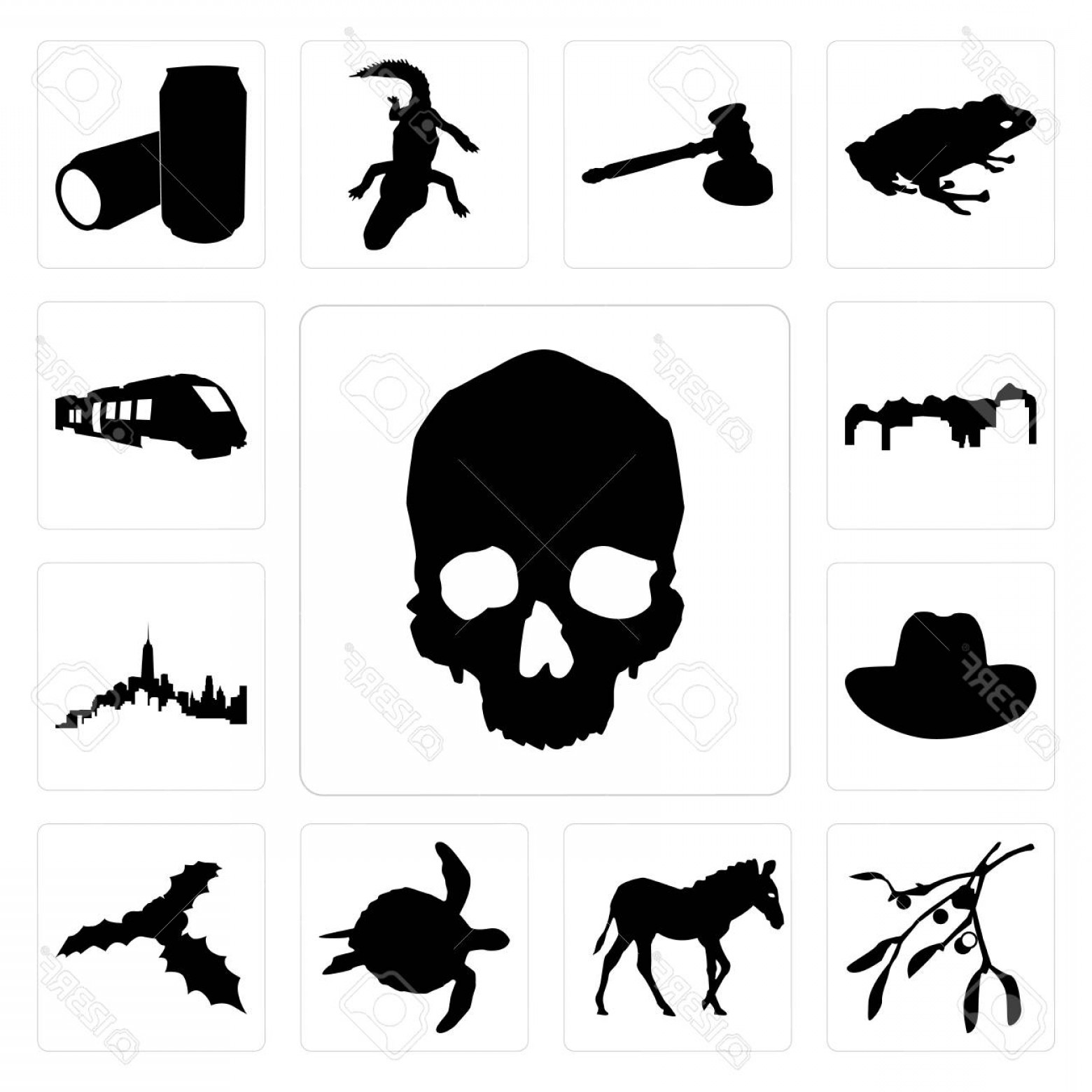 1560x1560 Photostock Vector Set Of Simple Skull Outline On White Background