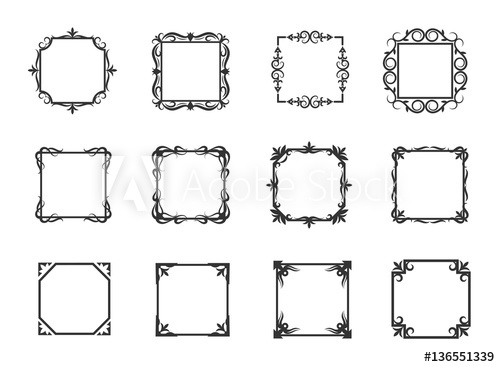 500x367 Simple Swirl Thin Line Floral Frames And Linear Flourish Borders