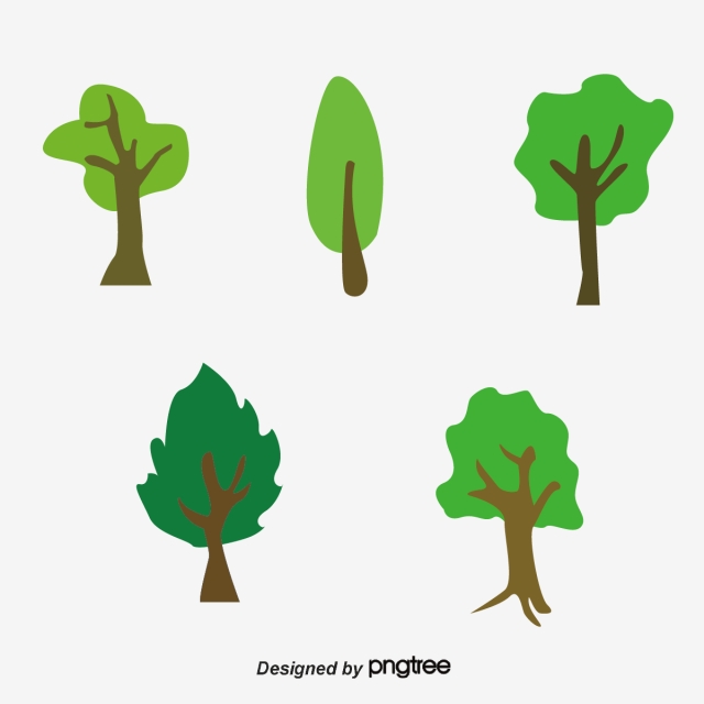 640x640 Planar Simple Green Tree Element Vector Graph, Plane, Tree