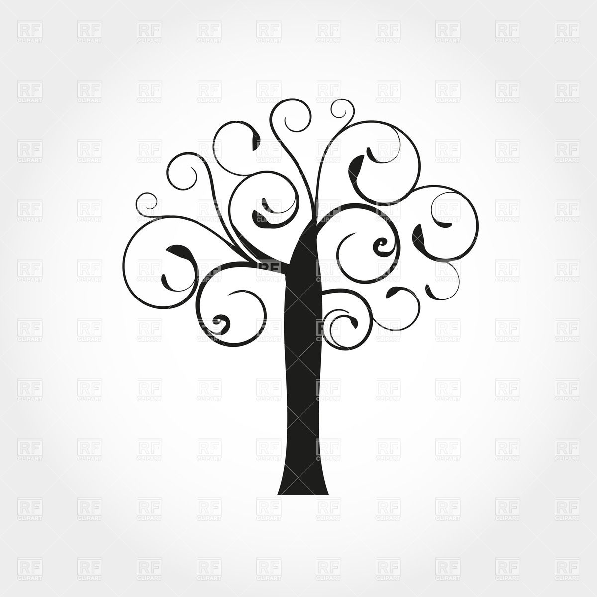 1200x1200 Stylized Simple Tree With Curly Top Vector Image Of Plants