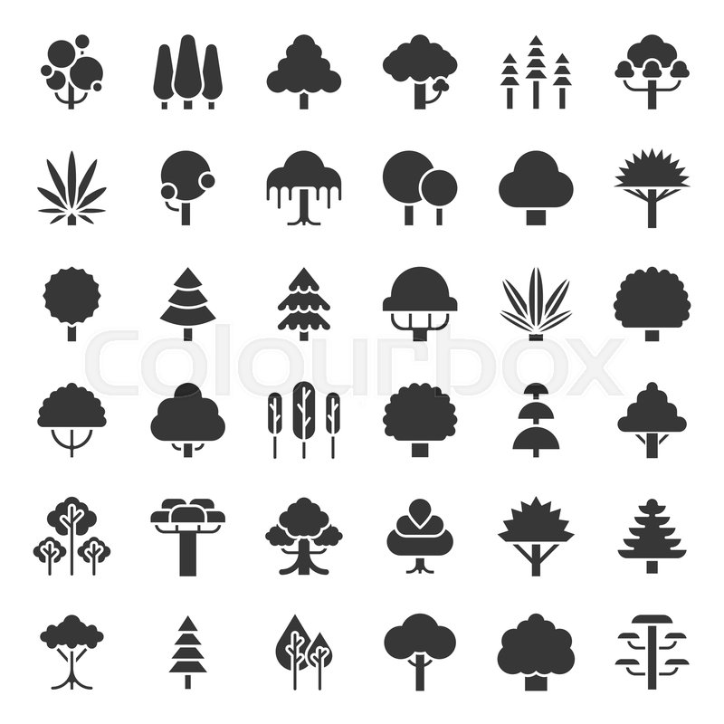 800x800 Cute Simple Tree And Plant Icon, Stock Vector Colourbox