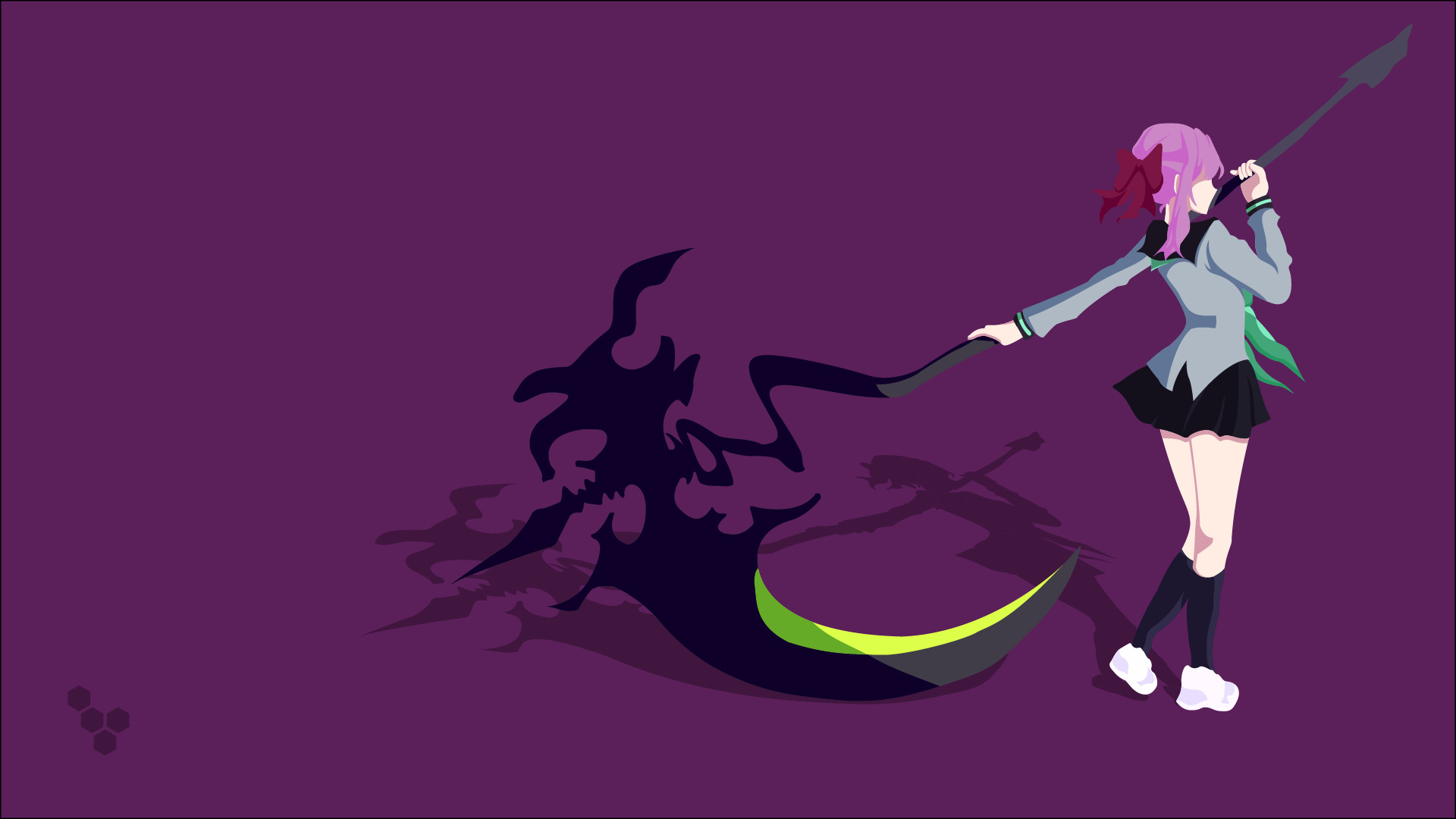 1920x1080 Hiiragi Shinoa, Scythe, Vectors, Vector Art, Simple Background