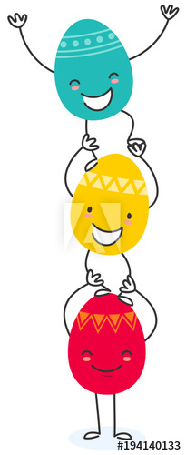 205x500 Simple Vector Illustration Of Three Colorful Flat Design Easter