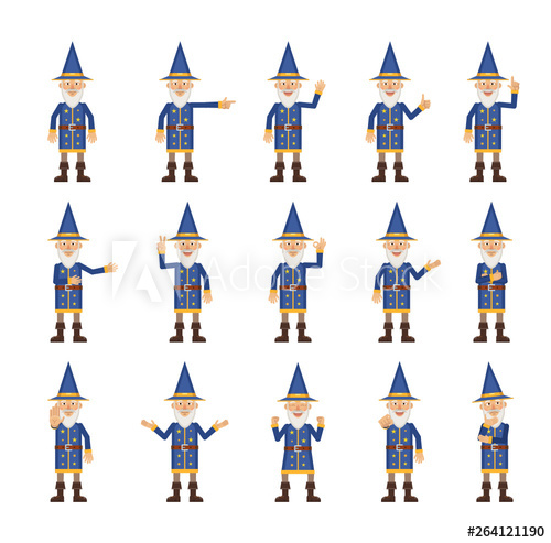 500x493 Big Set Of Wizard Characters Showing Different Hand Gestures
