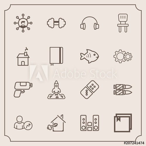 500x500 Modern, Simple Vector Icon Set With Account, Web, House, Space