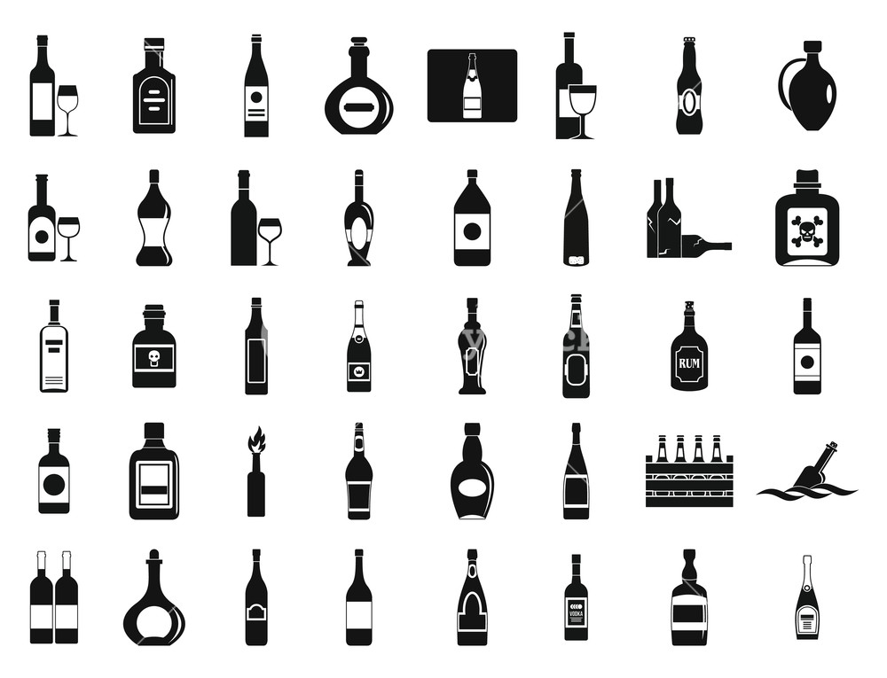 1000x765 Alcohol Bottle Icon Set Simple Set Of Alcohol Bottle Vector Icons