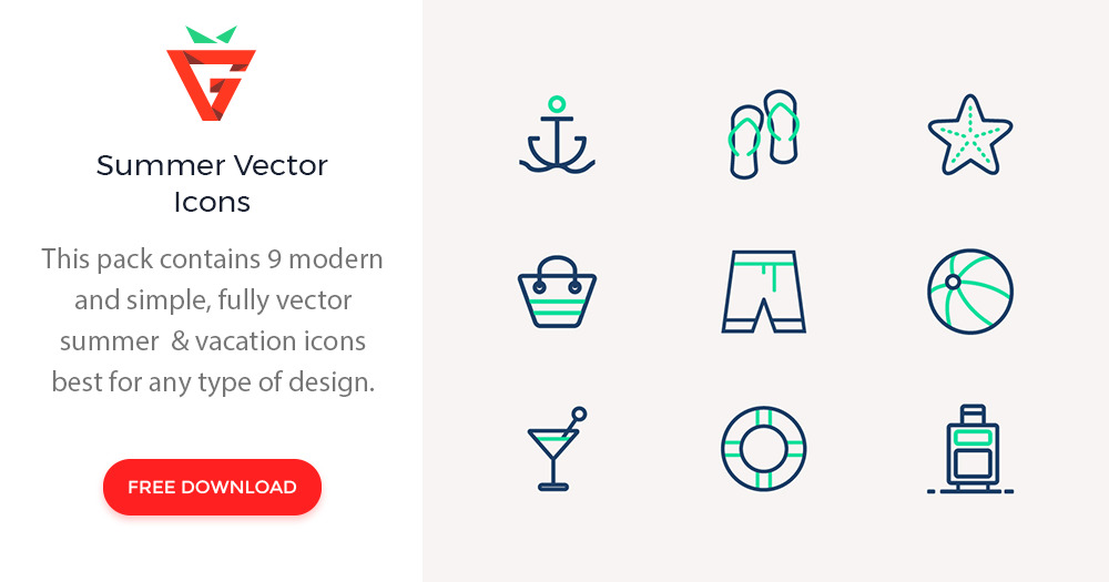 1000x525 Summer Vector Icons