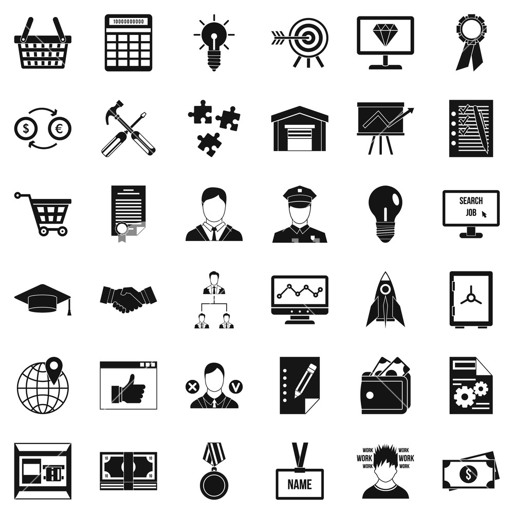 1000x1000 Business Career Icons Set Simple Style Of Business Career