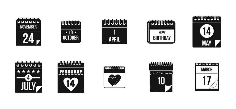 1000x462 Calendar Date Icon Set Simple Set Of Calendar Date Vector Icons