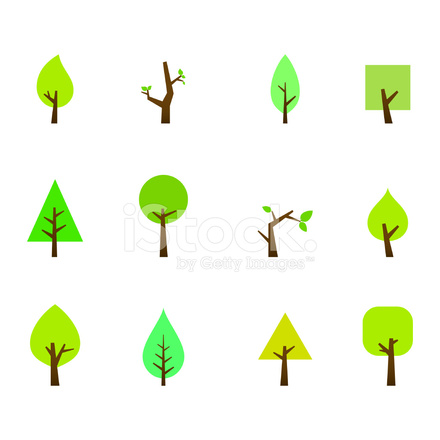 440x440 Cute Simple Tree Vector Icons Stock Vector