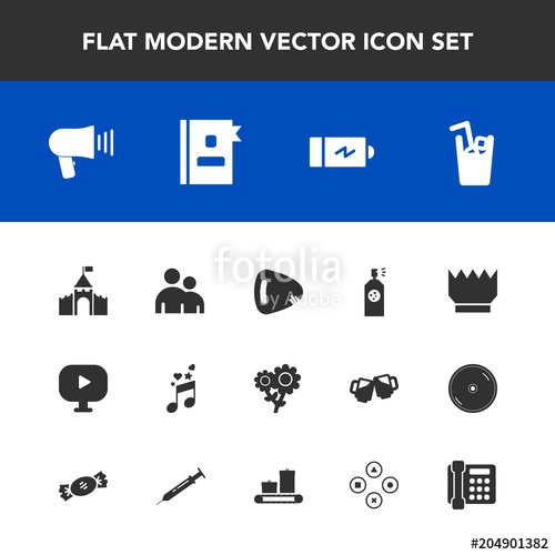 500x500 Modern, Simple Vector Icon Set With Human, Castle, Note, Power