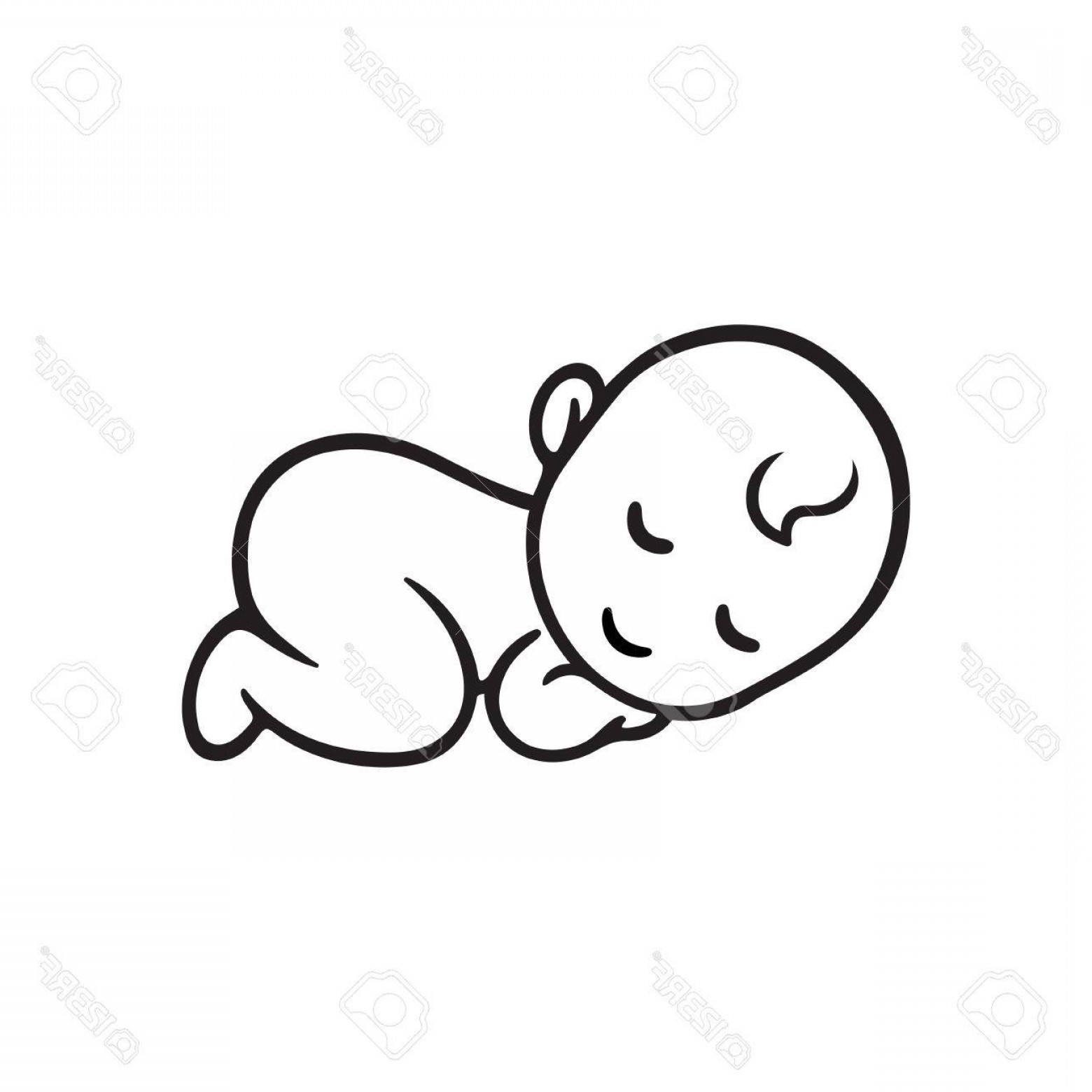 1560x1560 Photostock Vector Sleeping Baby Silhouette Stylized Line Cute
