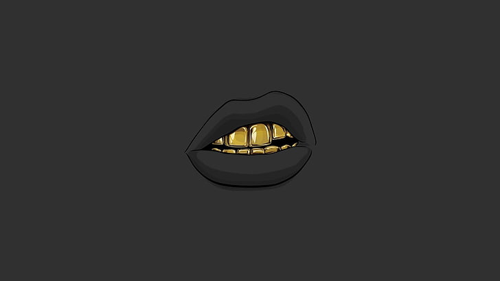 728x410 Hd Wallpaper Vector, Gold, Open Mouth, Simple Background, Lips