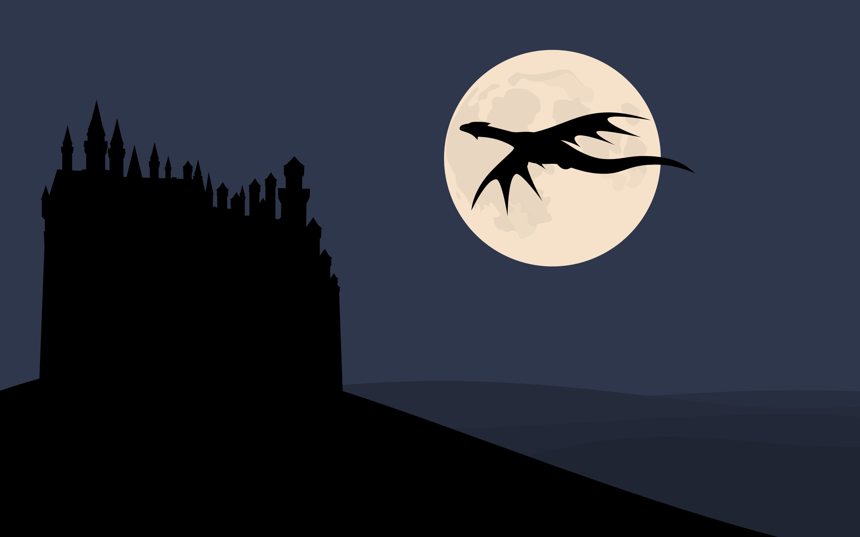 2880x1800 Dragon Moon Sky Simple Vector Minimalist Macbook Pro