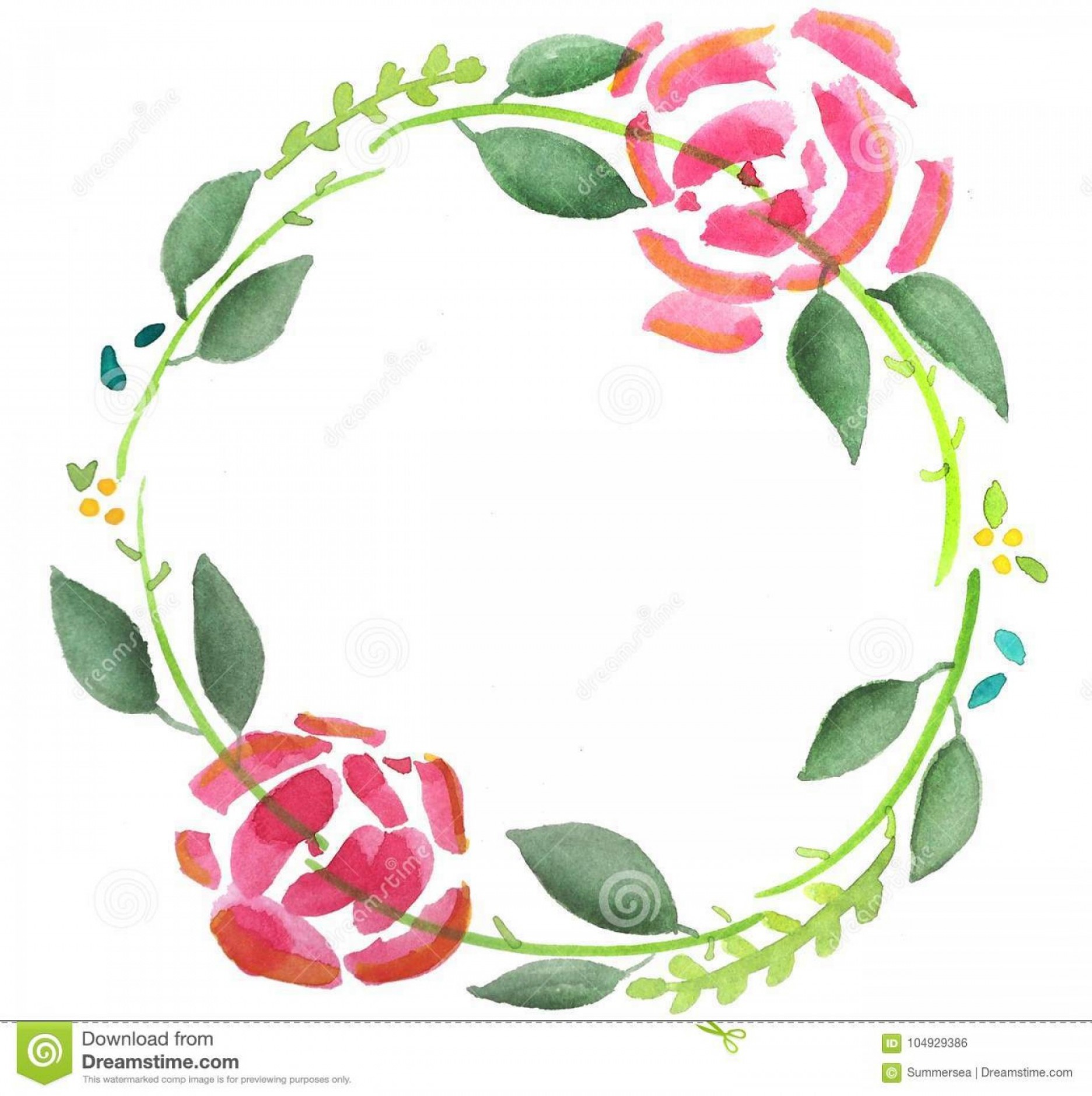 1872x1879 Simple Water Colour Floral Vine Wreath Rose Painting Vector Water