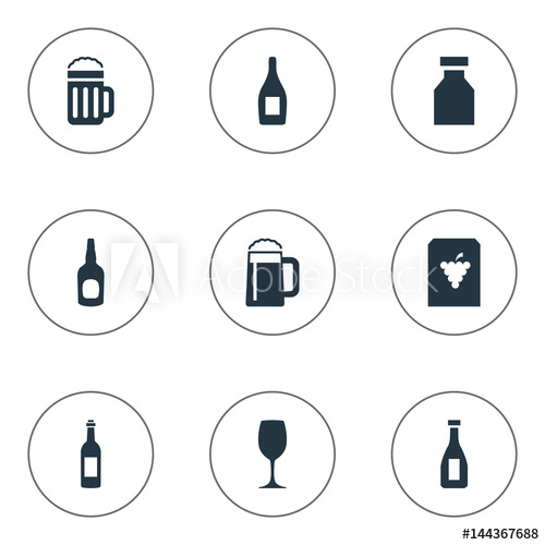 500x500 Vector Illustration Set Of Simple Drinks Icons Elements Liquor