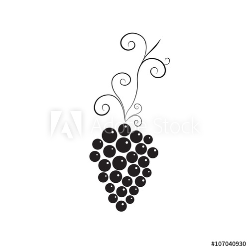 500x500 Vine With Bunch Of Grapes Black And White Simple Design