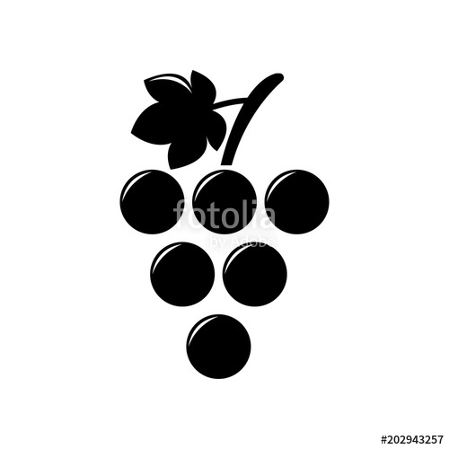 500x500 Grape Vine Vector Icon, Solid Black Flat Symbol Simple