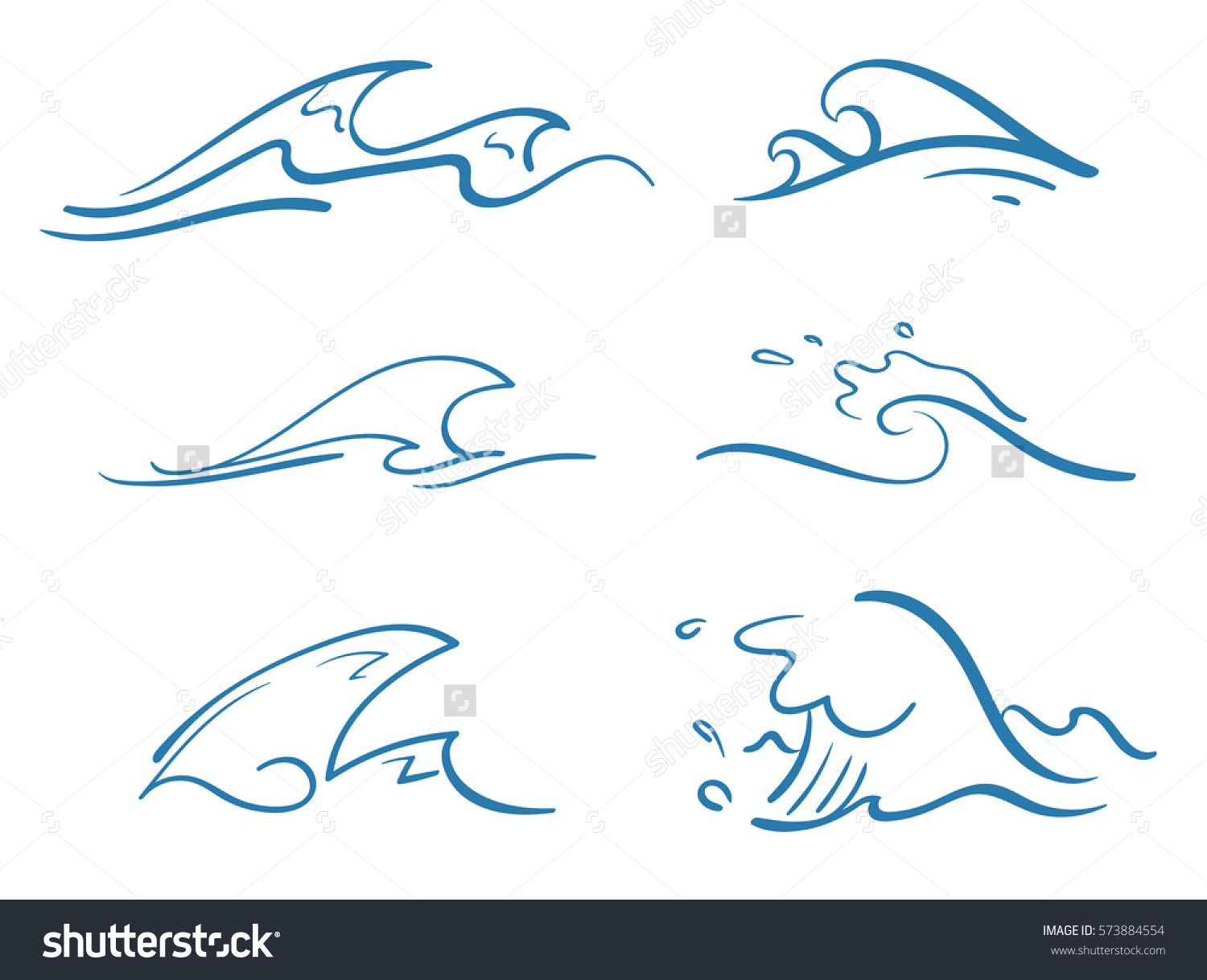 1500x1219 Simple Waves Vector Set, Minimalistic Ocean Waves Tattoo