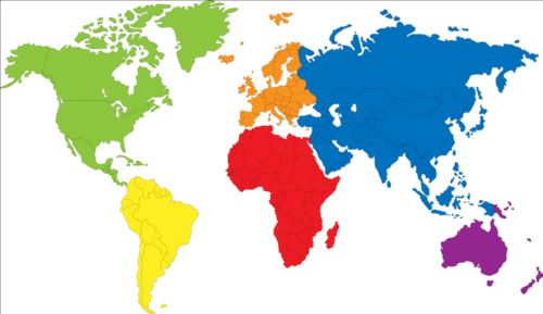 500x289 Simple Color World Map Vector Free Download