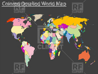 400x300 Simple Colored, Political World Map Vector Image Of Signs, Symbols