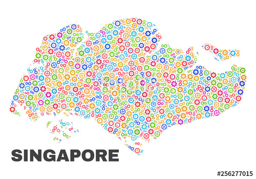 500x349 Mosaic Technical Singapore Map Isolated On A White Background