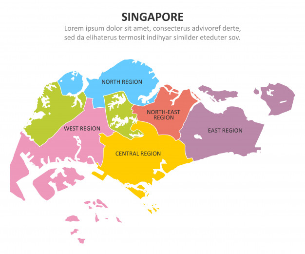 626x521 Singapore Multicolored Map With Regions Vector Premium Download