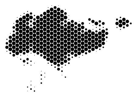 450x318 Halftone Dot Singapore Map Vector Geographical Map On A White