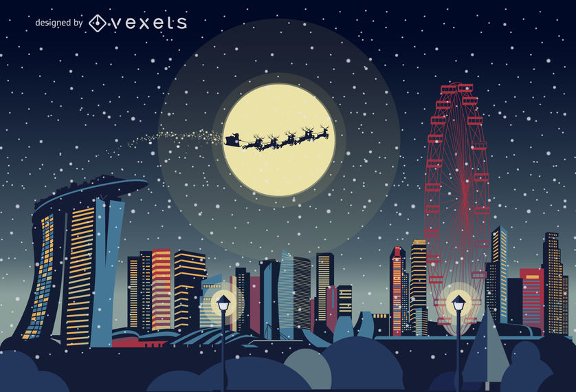 838x570 Singapore Christmas Skyline