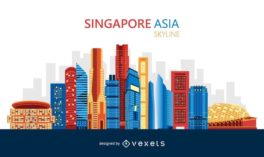 900x538 Colorful Singapore Skyline Design