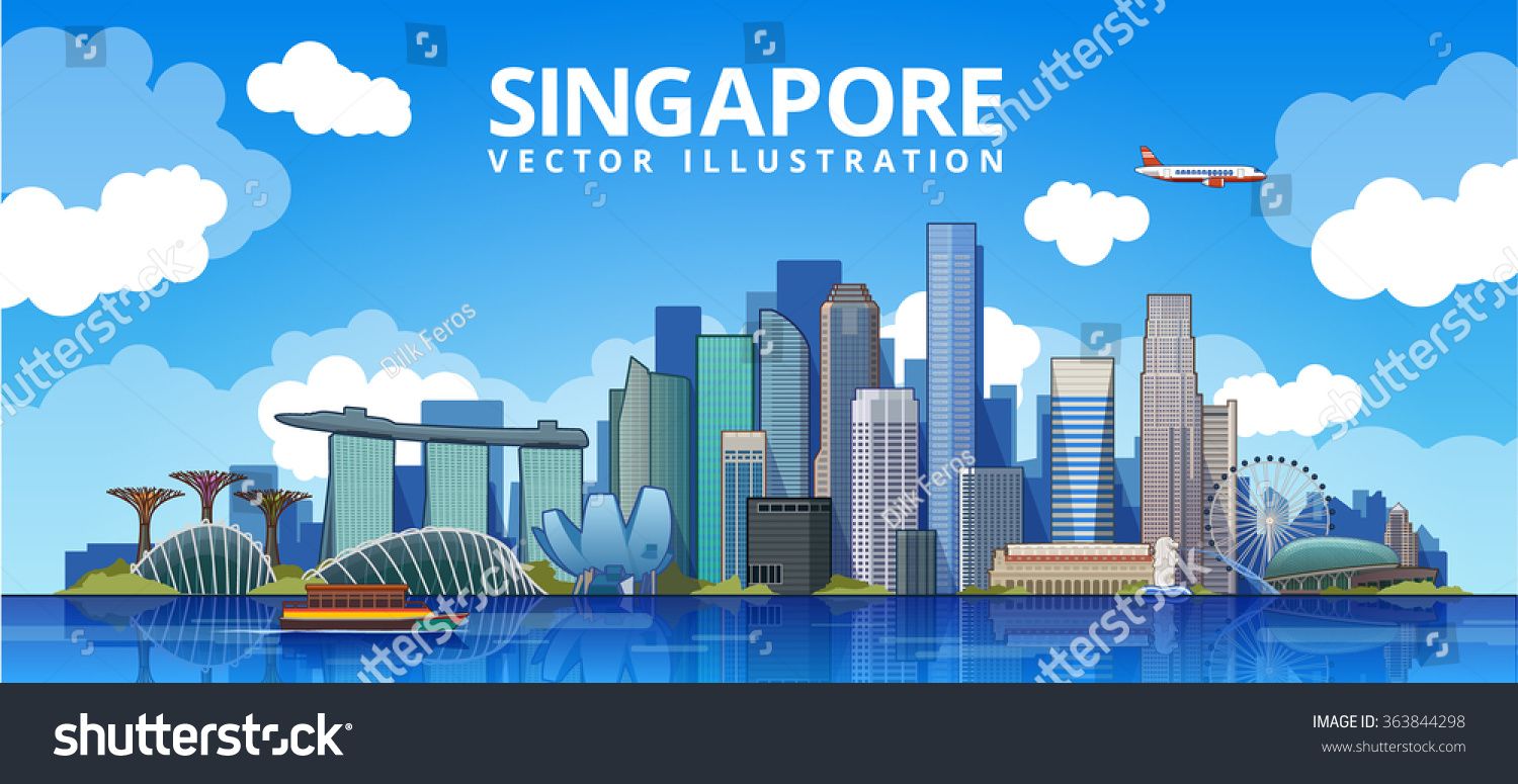 1500x775 Singapore City Skyline Vector Illustration Singapore