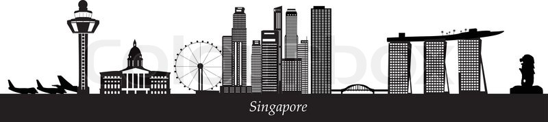 800x179 Singapore Skyline With Merlion And Stock Vector Colourbox