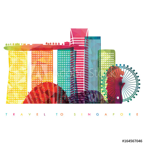 500x500 Singapore Skyline Vector Illustration