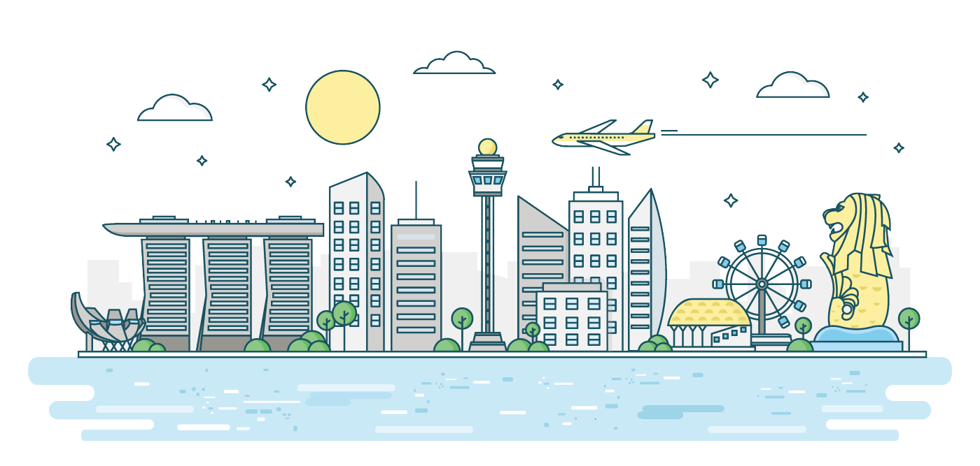 1400x667 Download Cityscape Euclidean Skyline Vector Singapore Download Hd