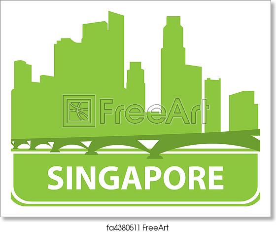 560x470 Free Art Print Of Singapore Skyline Singapore Skyline Vector