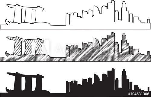 500x323 Free Hand Sketch Of Singapore Skyline Vector Illustration