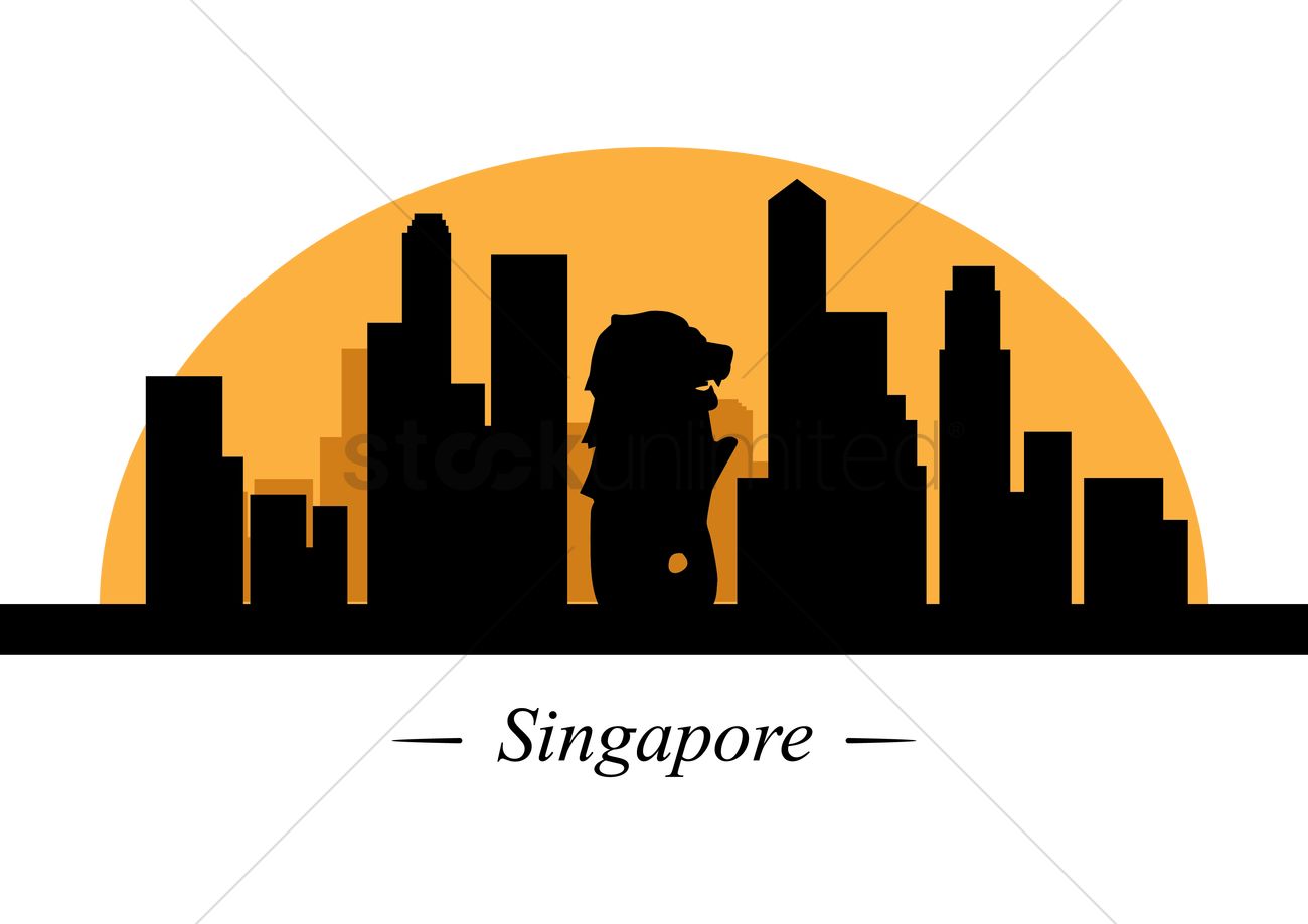 1300x919 Silhouette Of Singapore Vector Image