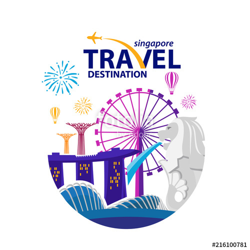 500x500 Singapore Travel Landmarks Vector And Illustration Stock Image
