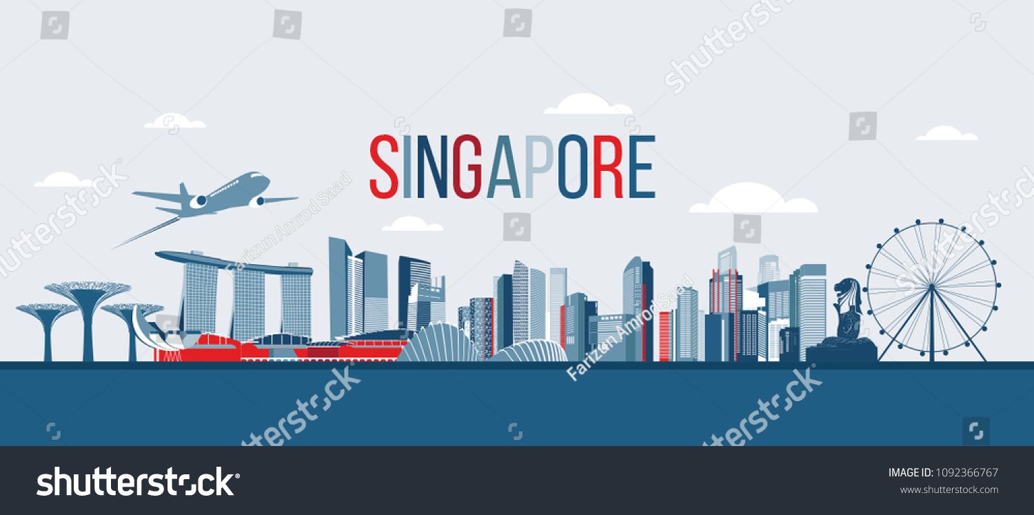 1500x747 Singapore City Skyline Travel Singapore Vector