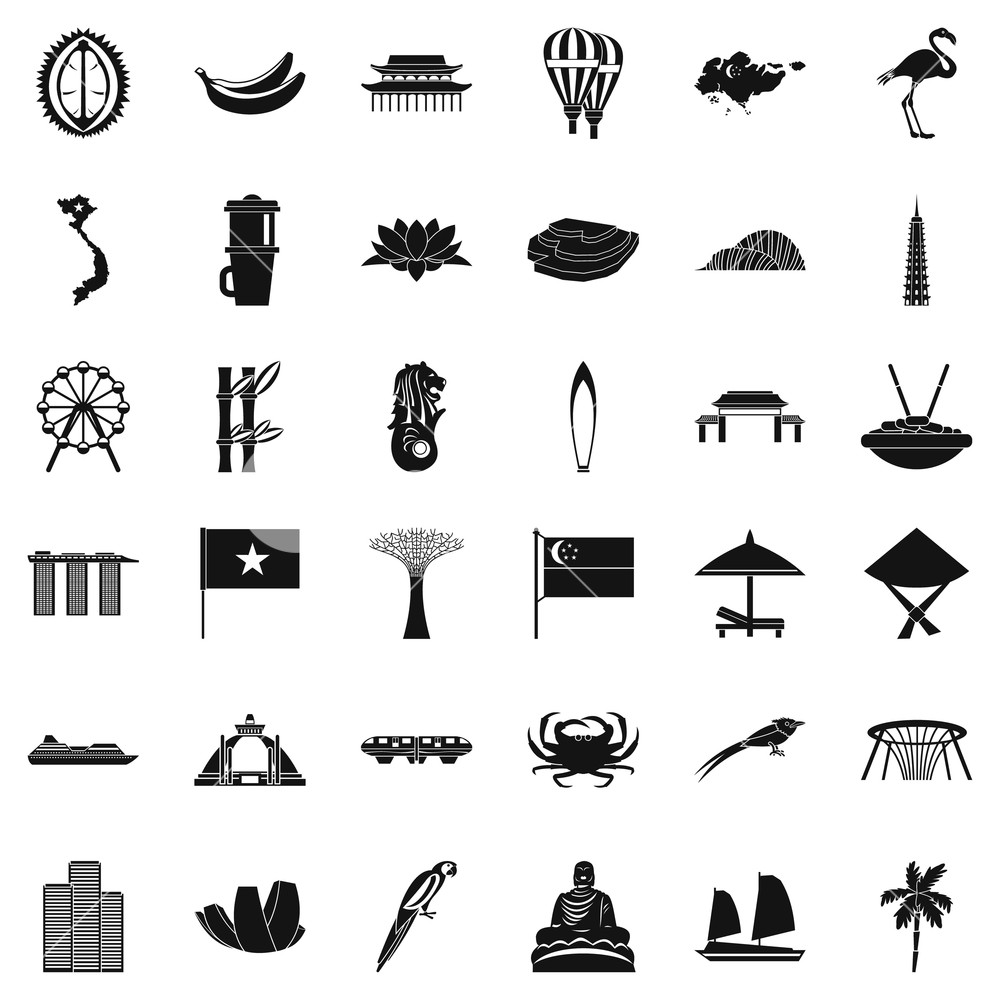 1000x1000 Singapore Icons Set Simple Style Of Singapore Vector Icons