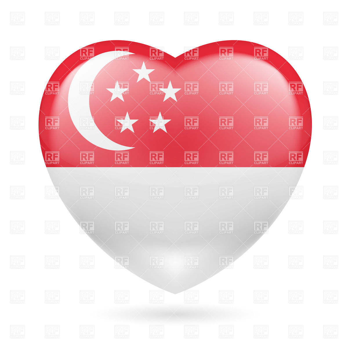 1200x1200 Heart With Singaporean Flag Colors