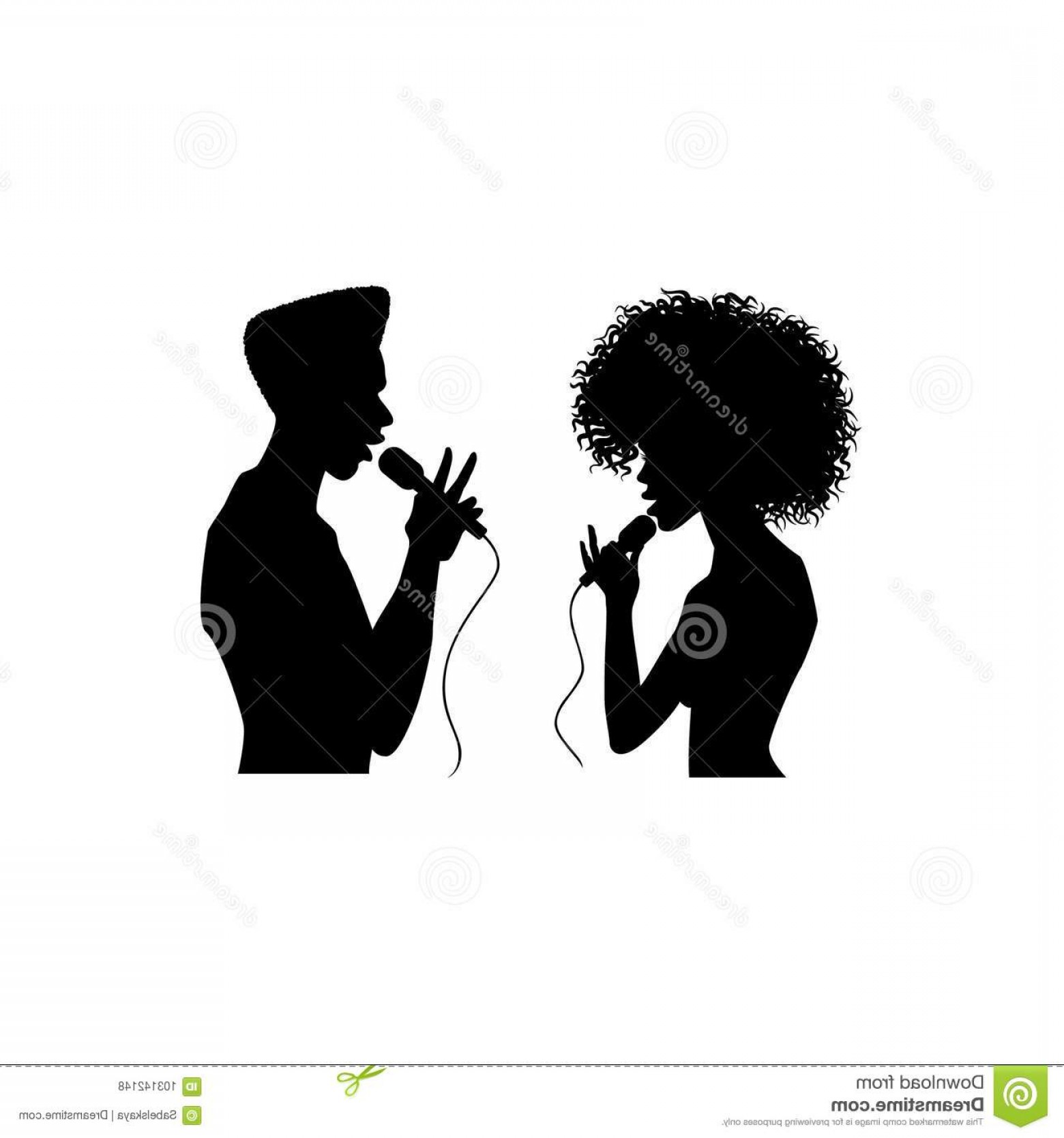 1560x1668 Vector Man Woman Singing Silhouette Set Vector Man Woman Portrait