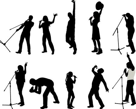 450x360 Singers Silhouette Set Vector Royalty Free Vector Graphics