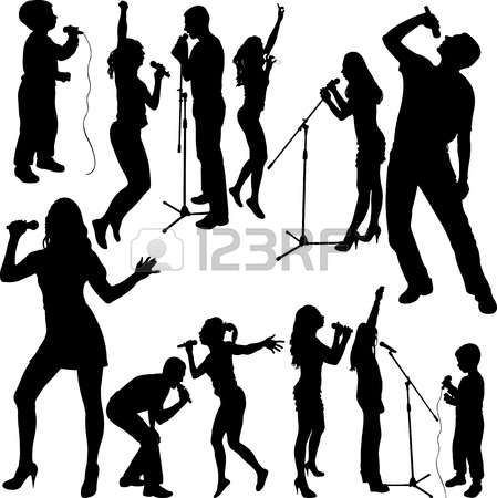 449x450 Karaoke Singers Silhouette Set Vector Karaoke In Karaoke