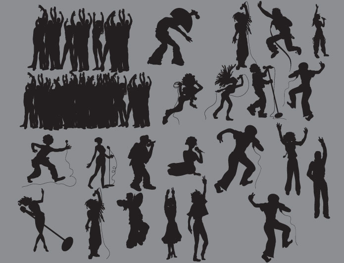 695x531 Concert Silhouettes Vector Pack Vector Singer Silhouette