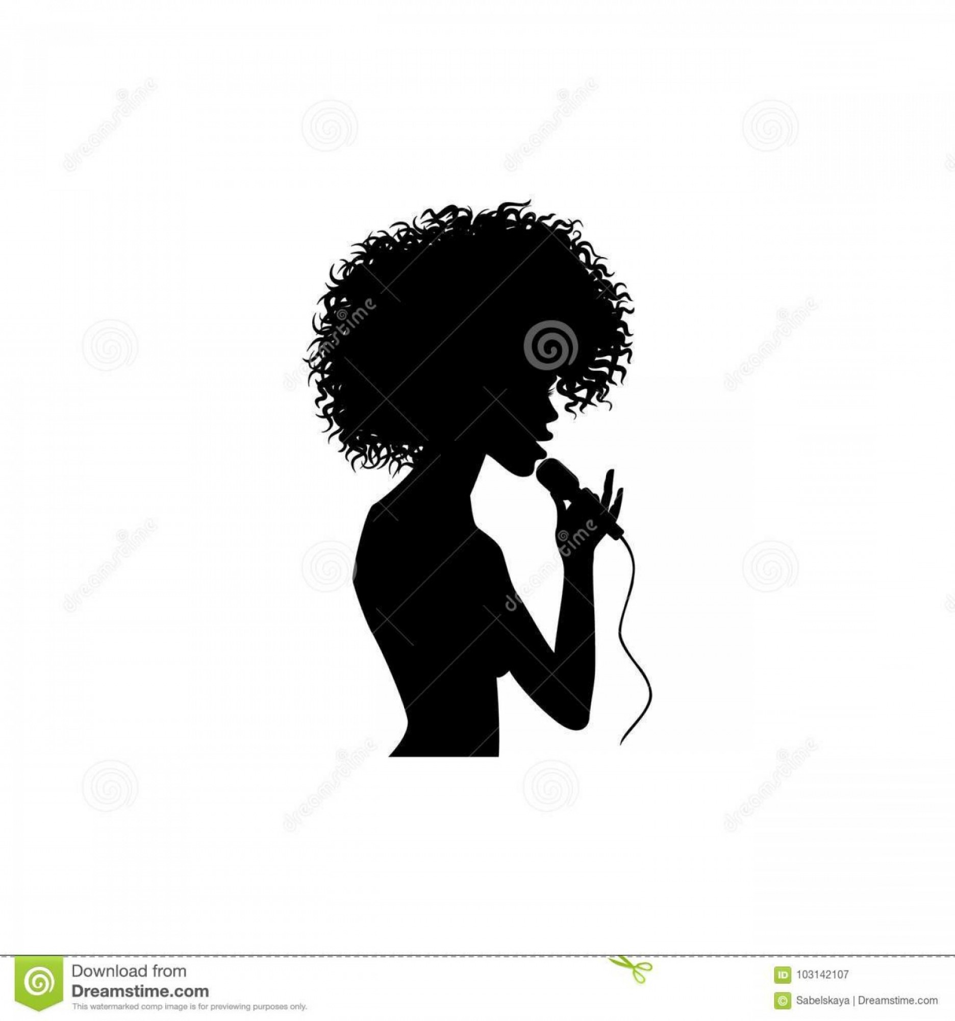 1872x2001 Vector Woman Singing Silhouette Set Afro American Portrait