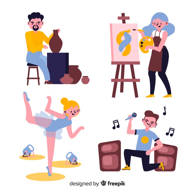 626x626 Set Of Artists From Different Disciplines Painter, Dancer
