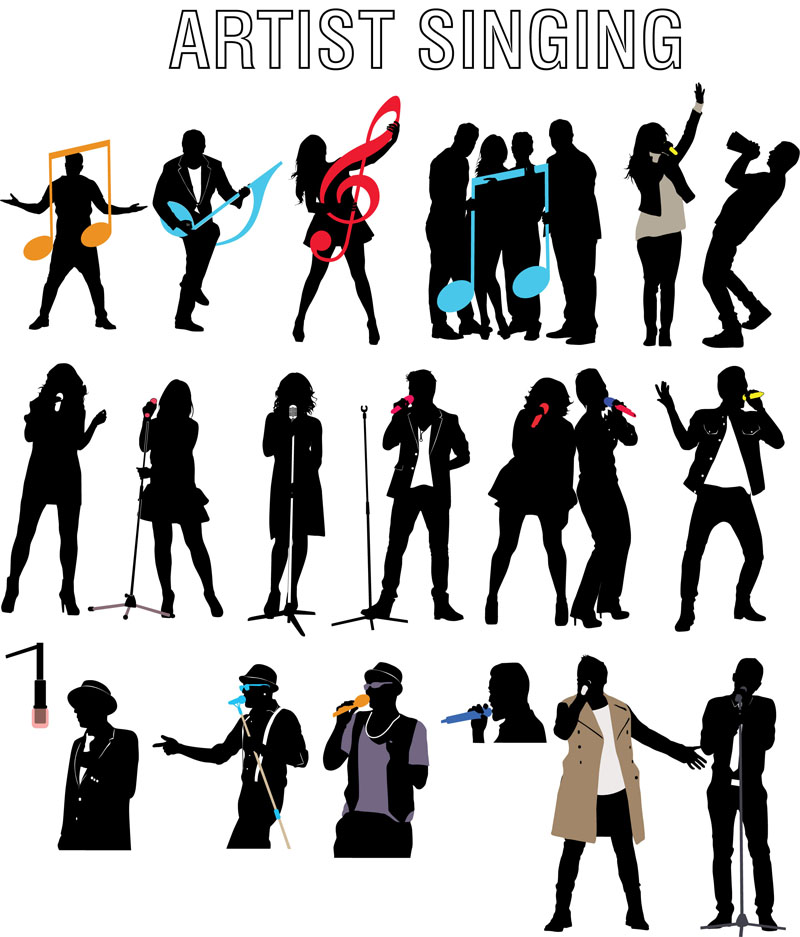 800x937 Singing Artists Vector Silhouettes