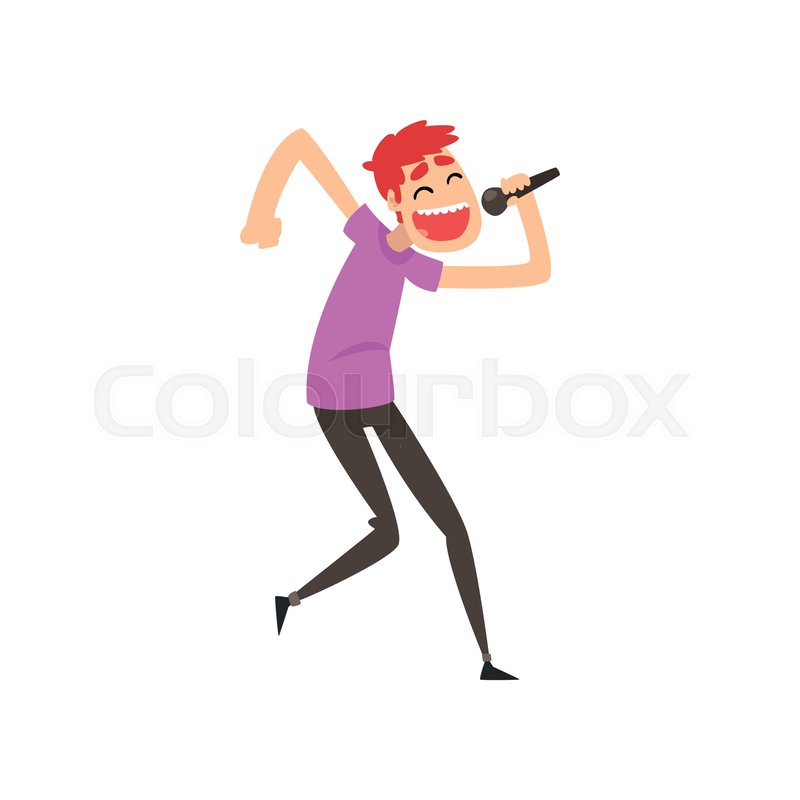800x800 Young Man Singing A Song With Stock Vector Colourbox