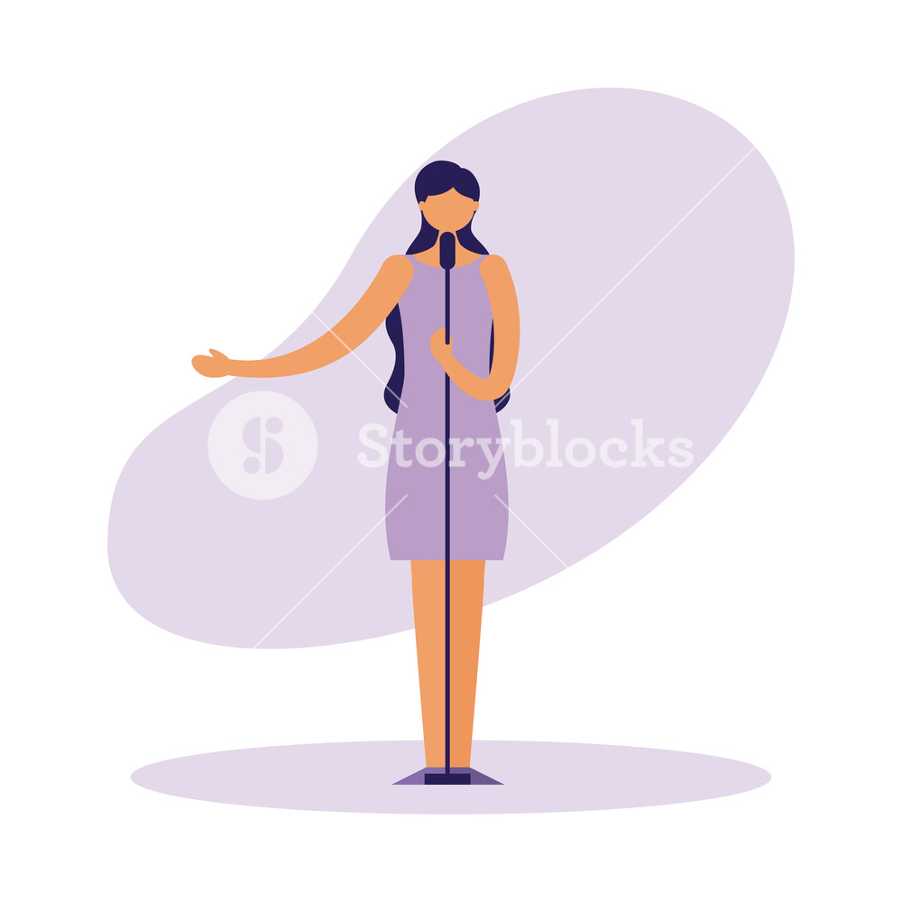 1000x1000 Female Singer Standing With Microphone Vector Illustration Royalty